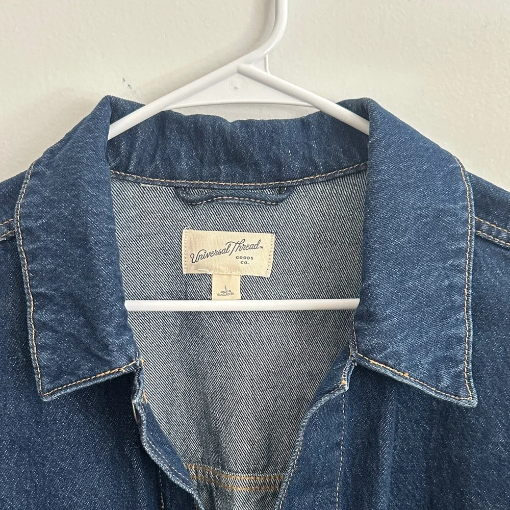 Dark Wash Denim Jacket with Patch Pockets - Picture 3 of 3